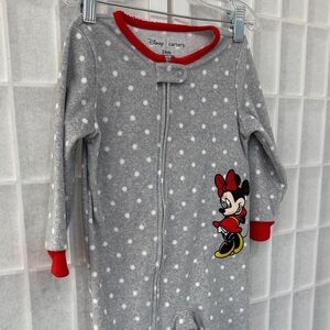Carter's Gray and Red Minnie Mouse Footie Fleece pajamas Size 24M